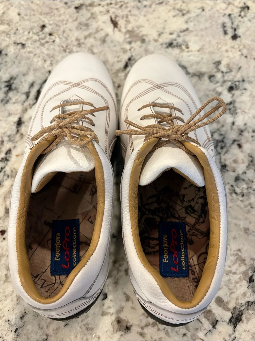 Foot Joy LoPro Collection Womens Golf Shoes Size 7.5W White Tan Ladies 97067